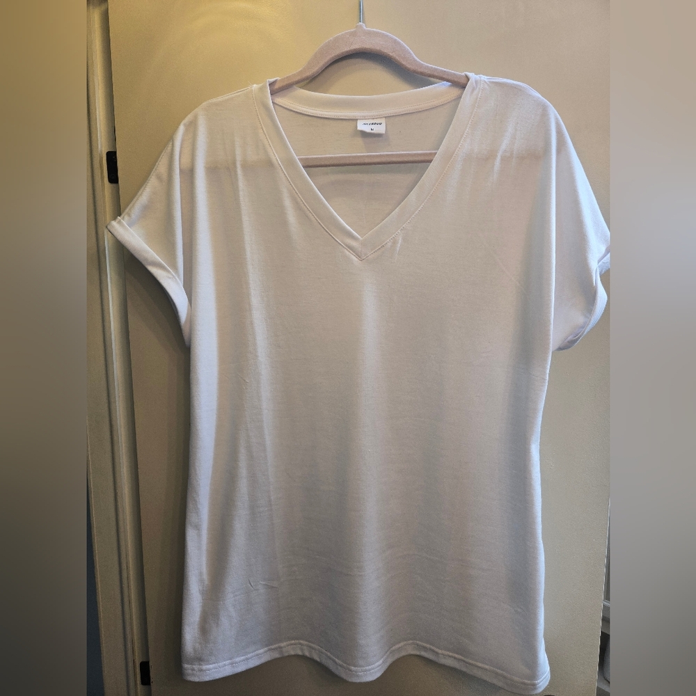 White V Neck T Shirt